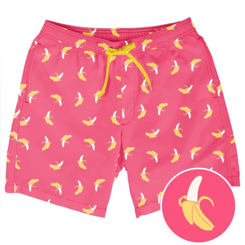 TIPSY ELVES PINK BANANA PEEL STRETCH SWIM TRUNKS NWT MEDIUM - Picture 3 of 3